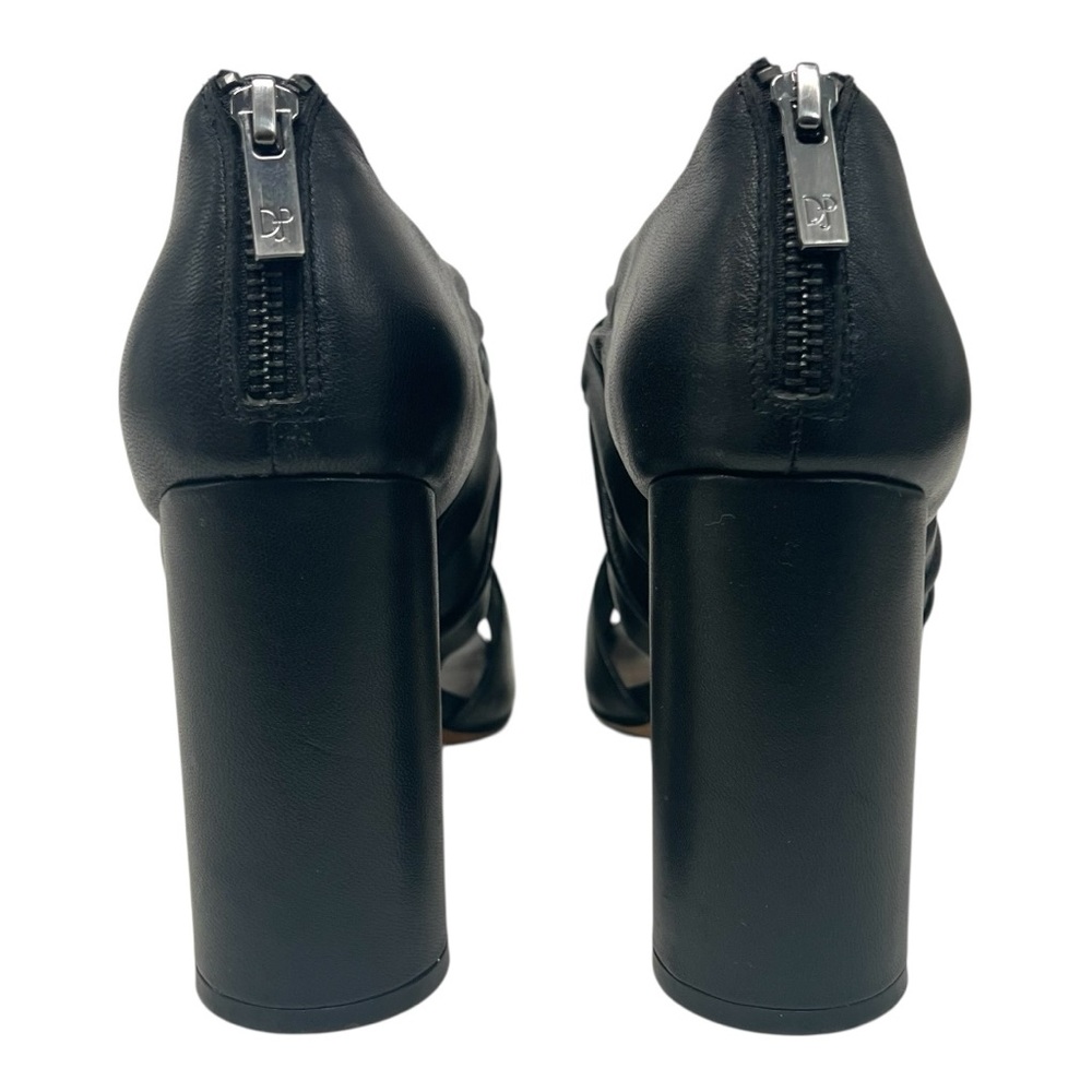 Donald J. Pliner Bailey Black Leather Peep Toe Cylinder Heels Women’s 8.5 - Picture 7 of 13